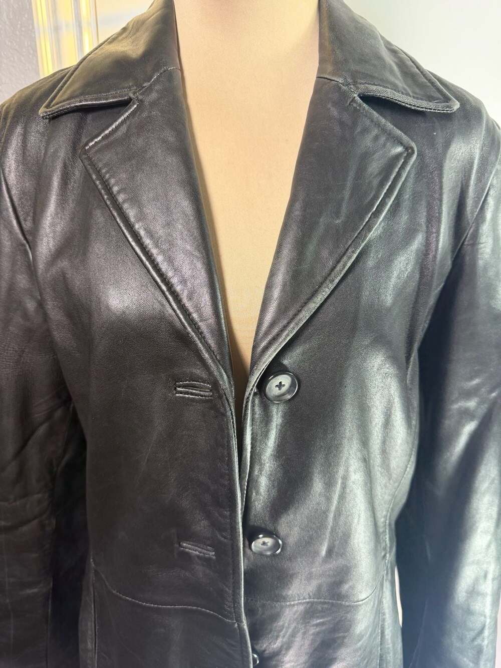 Jacqueline Ferrar Leather Jacket Size Medium Black Lambskin Blazer - Picture 3 of 8
